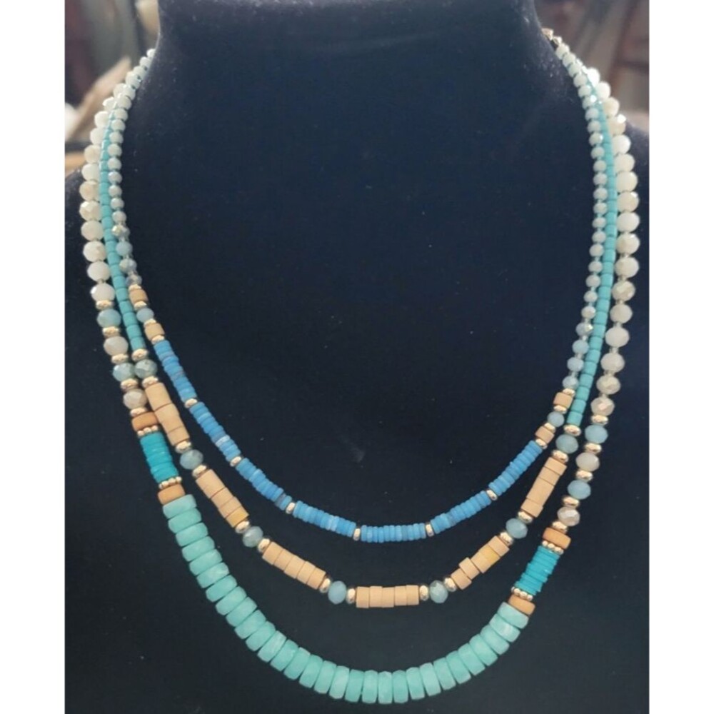 Layered Multicolored Beaded Chain Necklace 20 in GV9